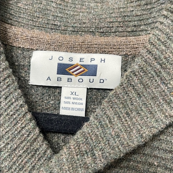 NWOT Joseph Abboud Shawl Collar Wool Blend Knit Sweater Men’s XL Olive Green - Picture 3 of 5